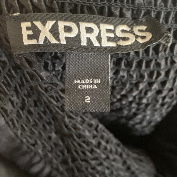 Express Black Sweetheart Eyelet Lace Strapless Tie Waist Mini Dress - Picture 11 of 11